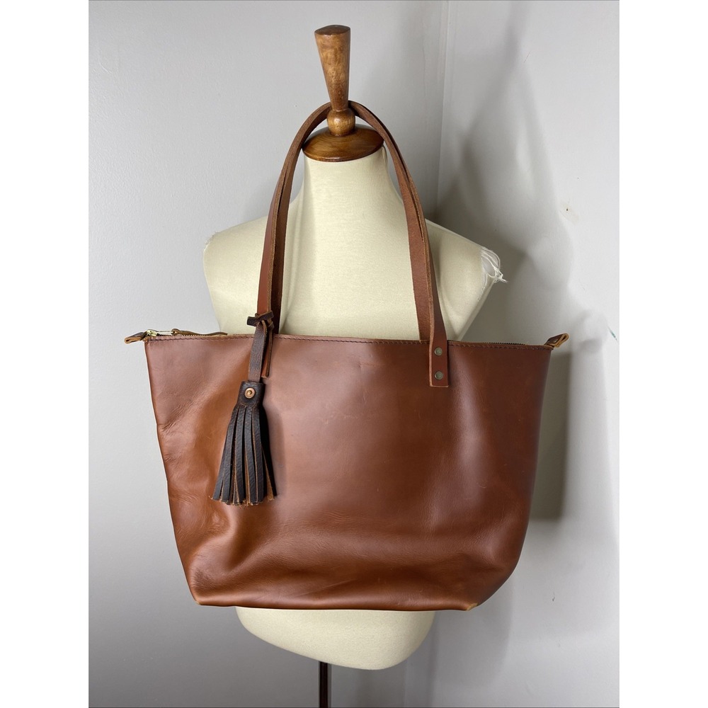Portland Leather Brown Zipper Almost Perfecgt Leather Tote Large